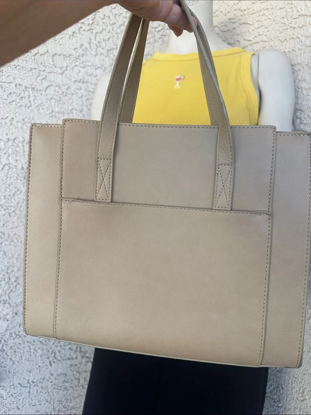 Fawn Design Taupe Tote with Red Bow Charm